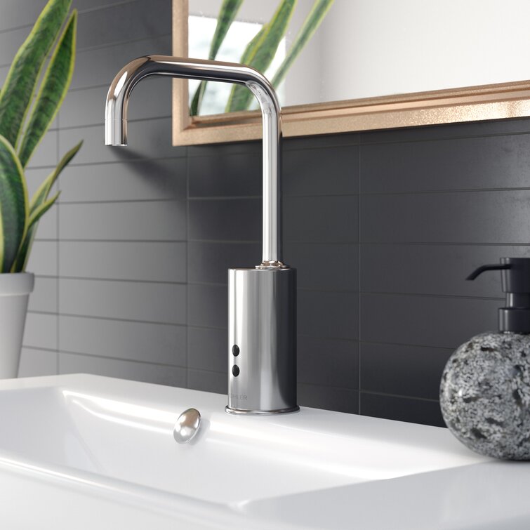 Gooseneck Single-Hole Touchless Hybrid Energy Cell-Powered Commercial  Faucet with Insight Technology